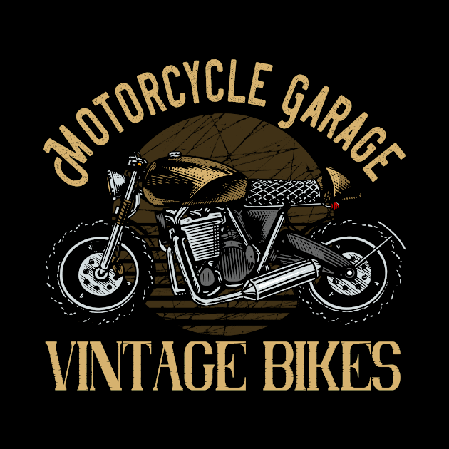 Motorcycle Garage vintage Bikes by Foxxy Merch