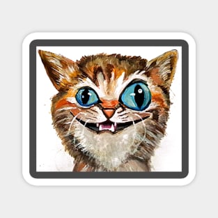 Demented crazy derpy cat acrylic Magnet