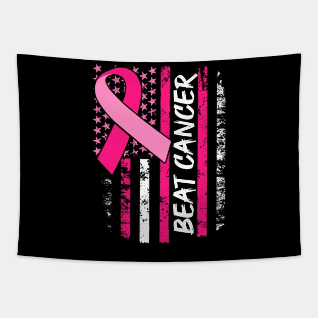 Breast Cancer Awareness Gift Flag Support Beat Cancer Product Tapestry by Linco