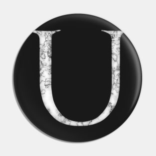 U in Roman White Marble Latin Alphabet Letter Sticker Pin