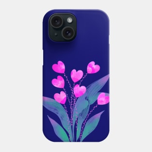 Love pink heart flower plant on coloured background Phone Case