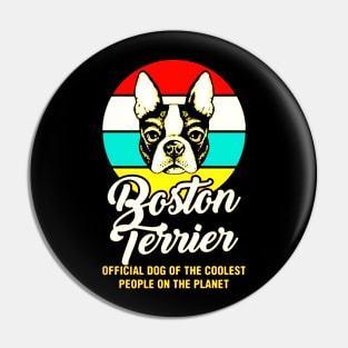 Funny Boston Terrier Vintage Retro Pin