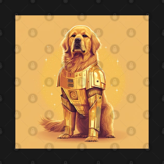 Golden Retriever Dog The Force Android Astronaut by unrealartwork