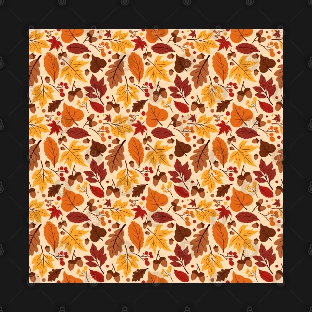 Autumn Pattern No 01 - Warm Fall Leaves Pattern Motifs by Millusti