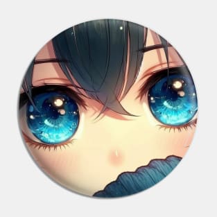 Anime Eyes - Sad Girl Blue Pin