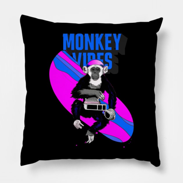 Monkey Vibes Pillow by TylanTheBrand