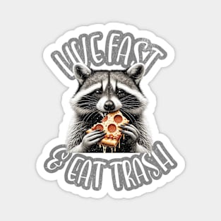 Live Fast Eat Trash Funny Raccoon Eating Pizza Magnet