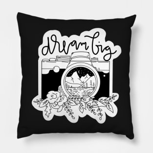 "dream big" boho camera illustration Pillow