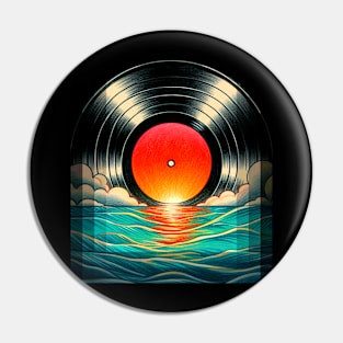 Vinyl Music Record Sunset Pin