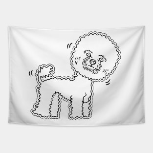 line art illustration of a cute poodle Tapestry