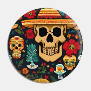 Cinco de Mayo skull pattern Pin