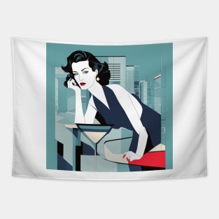 Femme Flourish Art Deco Patrick Nagel 80s Tapestry