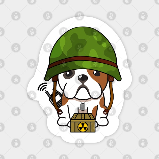 Cute english bulldog is a military pet Magnet by Pet Station