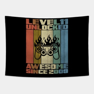 Level 11 Unlocked Birthday 11 Years Old Awesome Since 2009 Tapestry