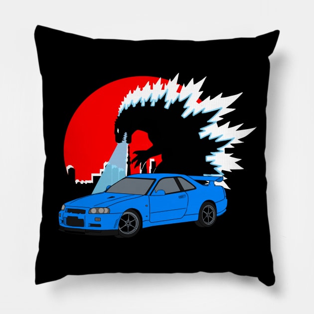 Godzilla Skyline Pillow by VanityChiks