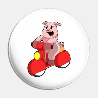 Pig as Biker with Scooter Pin