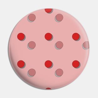 Red circles on a pink background, polka dot. Pin