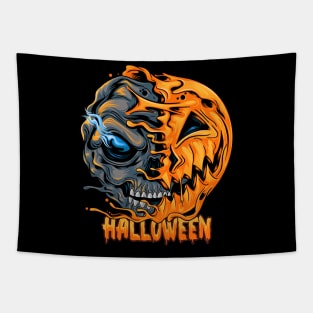 Pumpkin Skull Tapestry