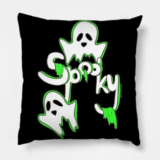 Spooky Ghosts on a black background Pillow