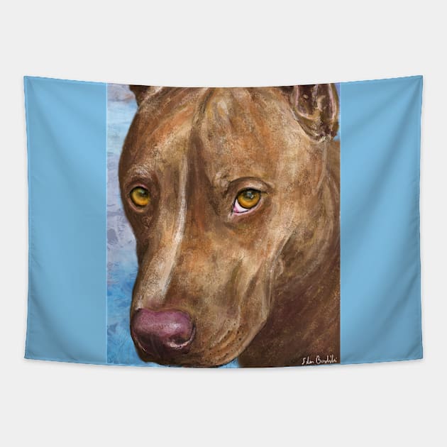 A Beautiful Red Nose Pit Bull Painting Tapestry by ibadishi