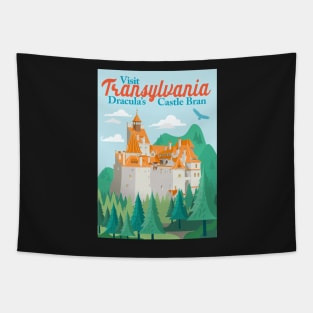 Travel Poster Transylvania, Bran castle, Dracula 1 Tapestry