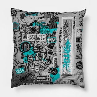 Tag Style Graffiti Sticker NYC Pillow