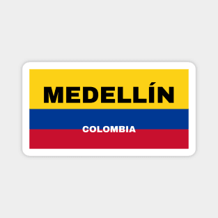 Medellín City in Colombian Flag Colors Magnet