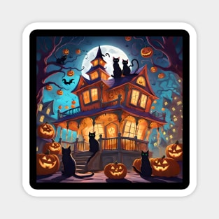 Cats Haunted House Magnet