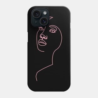 One Line Digital Art - Black pink Phone Case