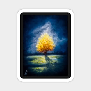 Lonely Yellow tree and stormy sky Magnet