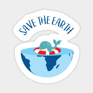 Little Whale learns to swim - Save the Earth - Happy Earth Day - Earth the Swimming Pool Magnet