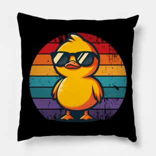 Cool Retro Yellow Duck in Sunglasses 70s 80s 90s Funny Duck Pillow