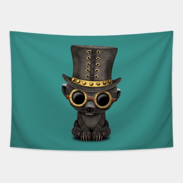 Steampunk Baby Honey Badger Tapestry by jeffbartels