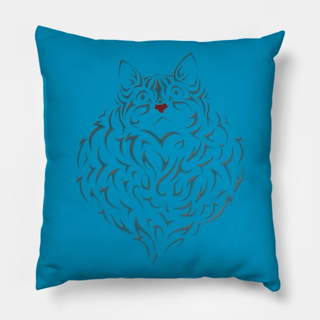 Red nose Kitty Pillow by FlyingWhale369
