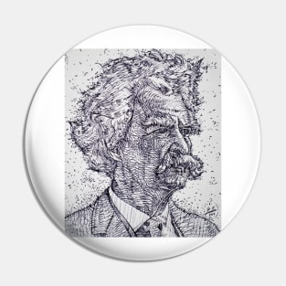 MARK TWAIN ink portrait Pin