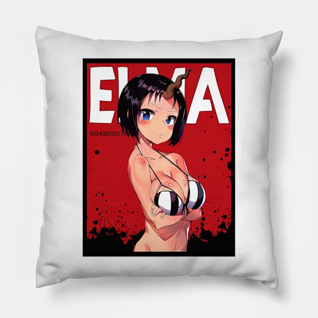 Elma Miss Kobayashis Dragon Maid Red Comic Pillow by HammiltenJohn