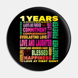 1 Years Womens Wedding Years Anniversary Love Happy Couples Lovers Pin