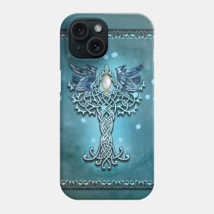 Wonderful celtic cross with crows Phone Case