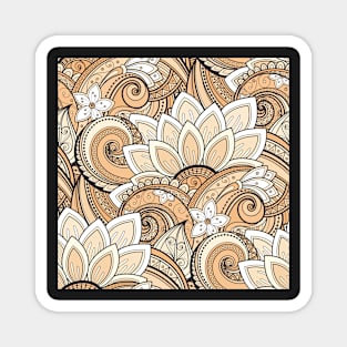 Monochromatic Paisley Print with Vintage Floral Motifs Magnet