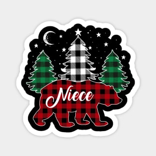 Niece Bear Buffalo Red Plaid Matching Family Christmas Magnet