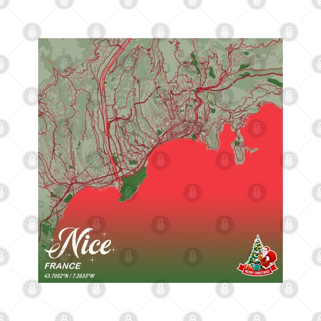 Nice - France Christmas Map by tienstencil