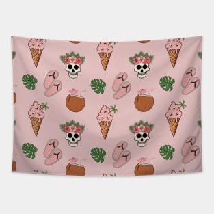 Ice Cream Summer Skulls Pattern Tapestry