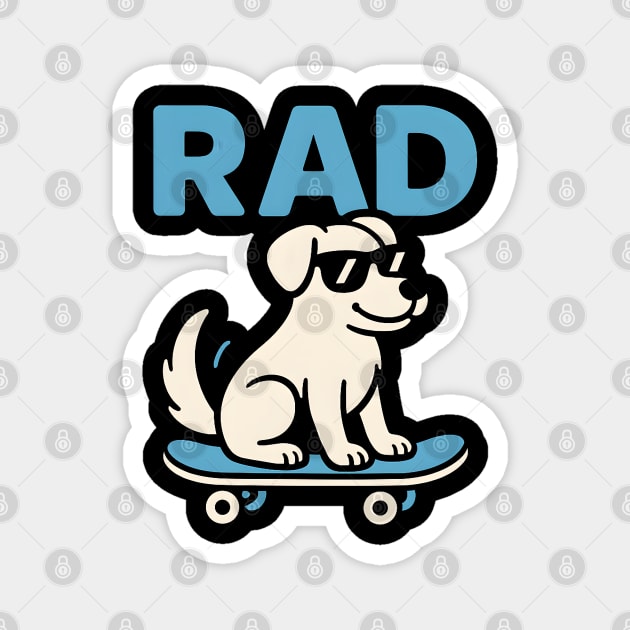 RAD Dog Skateboard Design – Cool Skater Dog Graphic Magnet by MakerMind8.2