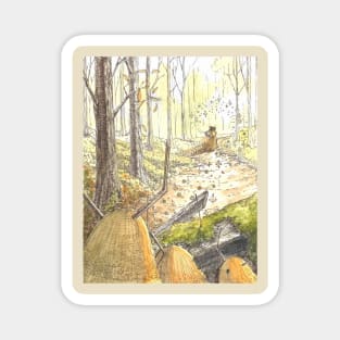 Forest Monsters looking at Girl in Distance Magnet