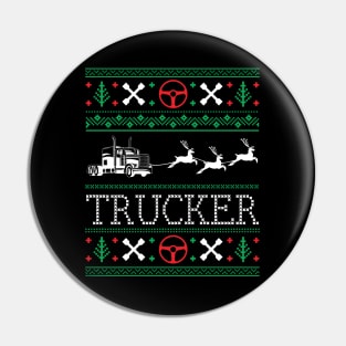 Christmas Trucker Truck Driver Ugly Christmas Sweater Pin