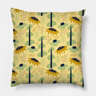 Scandinavian Spring Flowers with Sunflowers Pillow