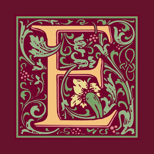 William Morris Vintage Letter E by MatchbookGraphics