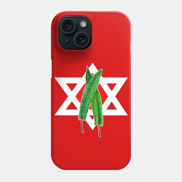 Palms green leaves and star of David Phone Case by Marccelus