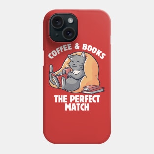 Coffee and Books Cute Funny Cat Gift Phone Case