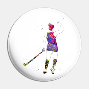 Field Hockey Player Girl Pin